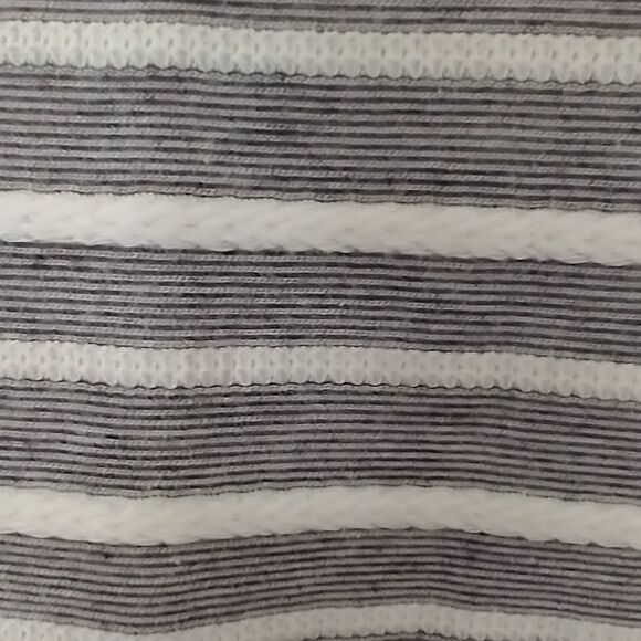 A New Day Tie Back Top Sz S Gray White Nautical Textured Stripes Coastal Beachy - Picture 9 of 16